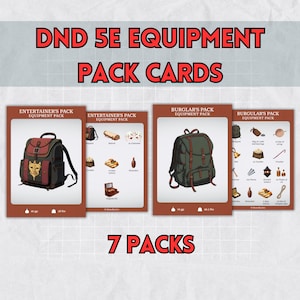 Pacote de cartas de equipamento DnD Pacote Novo download digital 2024 - Dungeons and Dragons 5e - Pacote de equipamento D&D 7 pacotes Todos os pacotes de equipamento principais