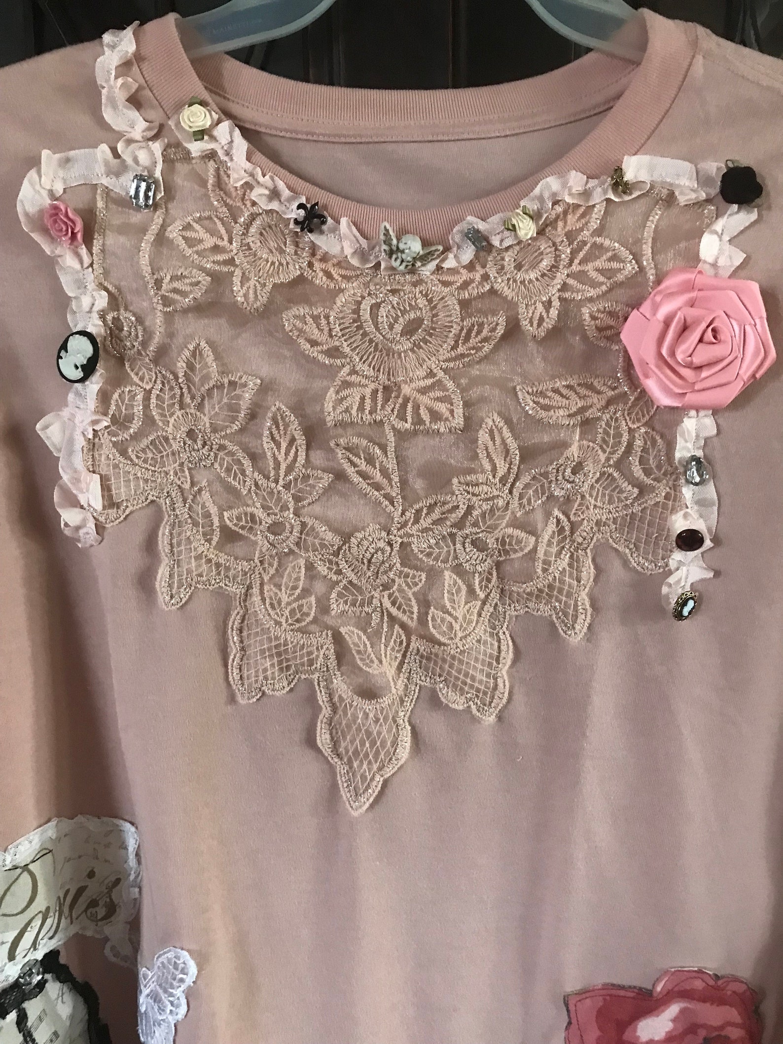 Artsy Boho Shabby Style Romantic Womens Upcycled Lace Applique Collage ...