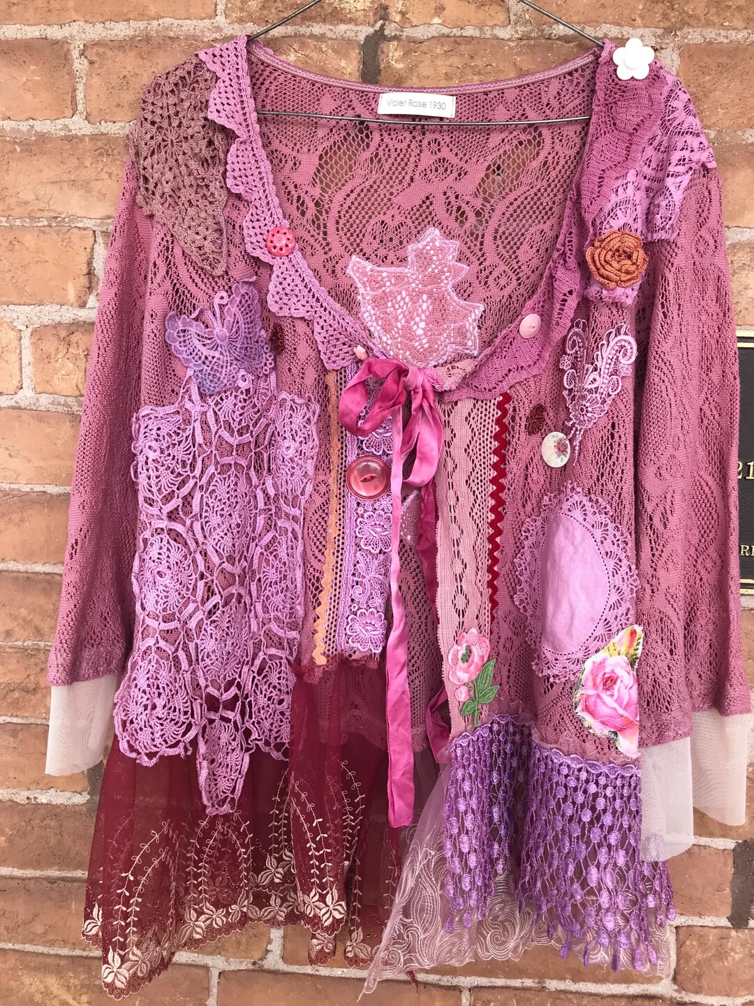 Doiley Jacket Lace & Doily Embellished Jacket: Art to Wear, Shabby Chic - Size M/L - Etsy