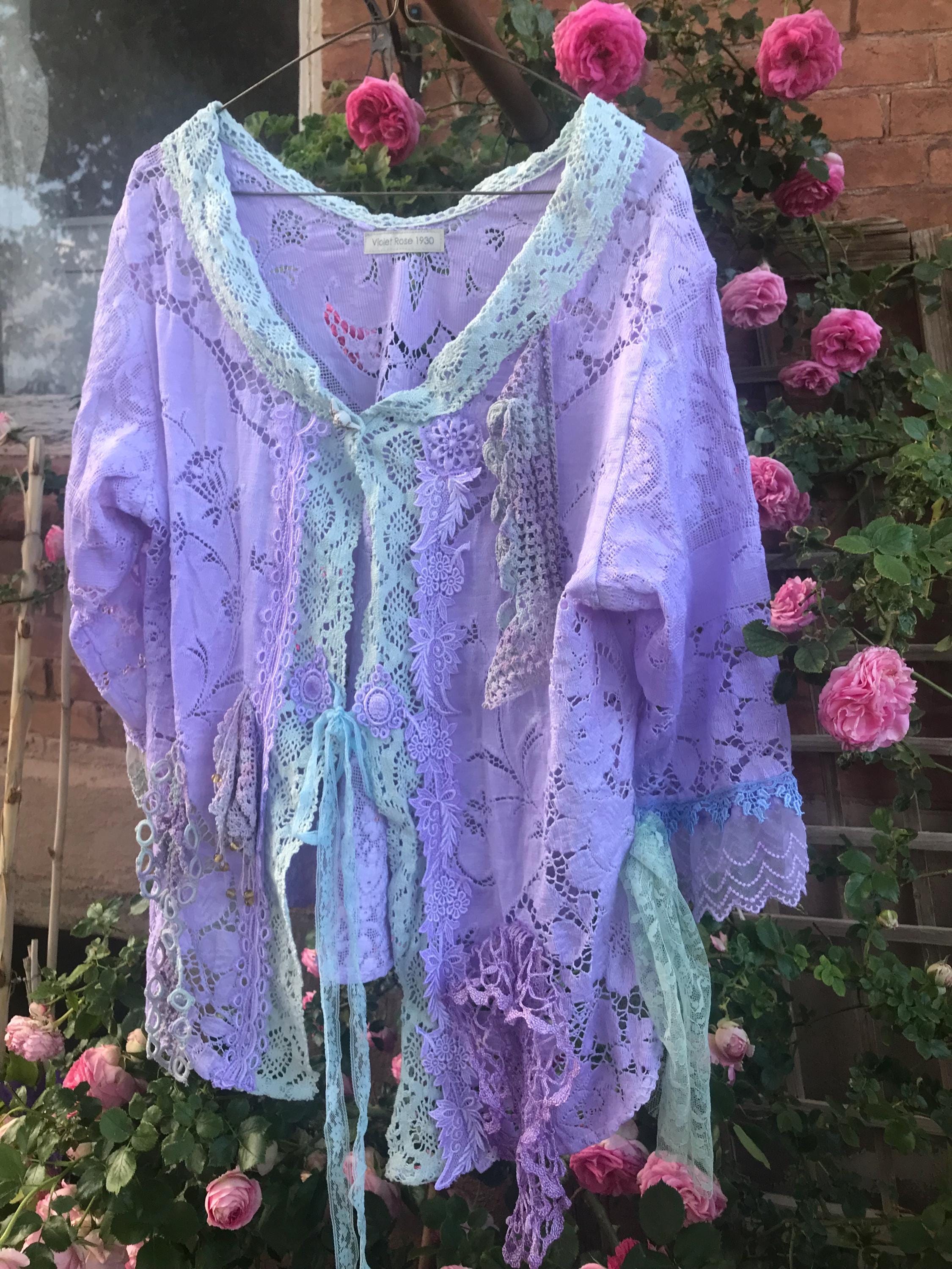 Lace Shirt Jacket: Upcycled Boho Fairy Art to Wear (L-XL)