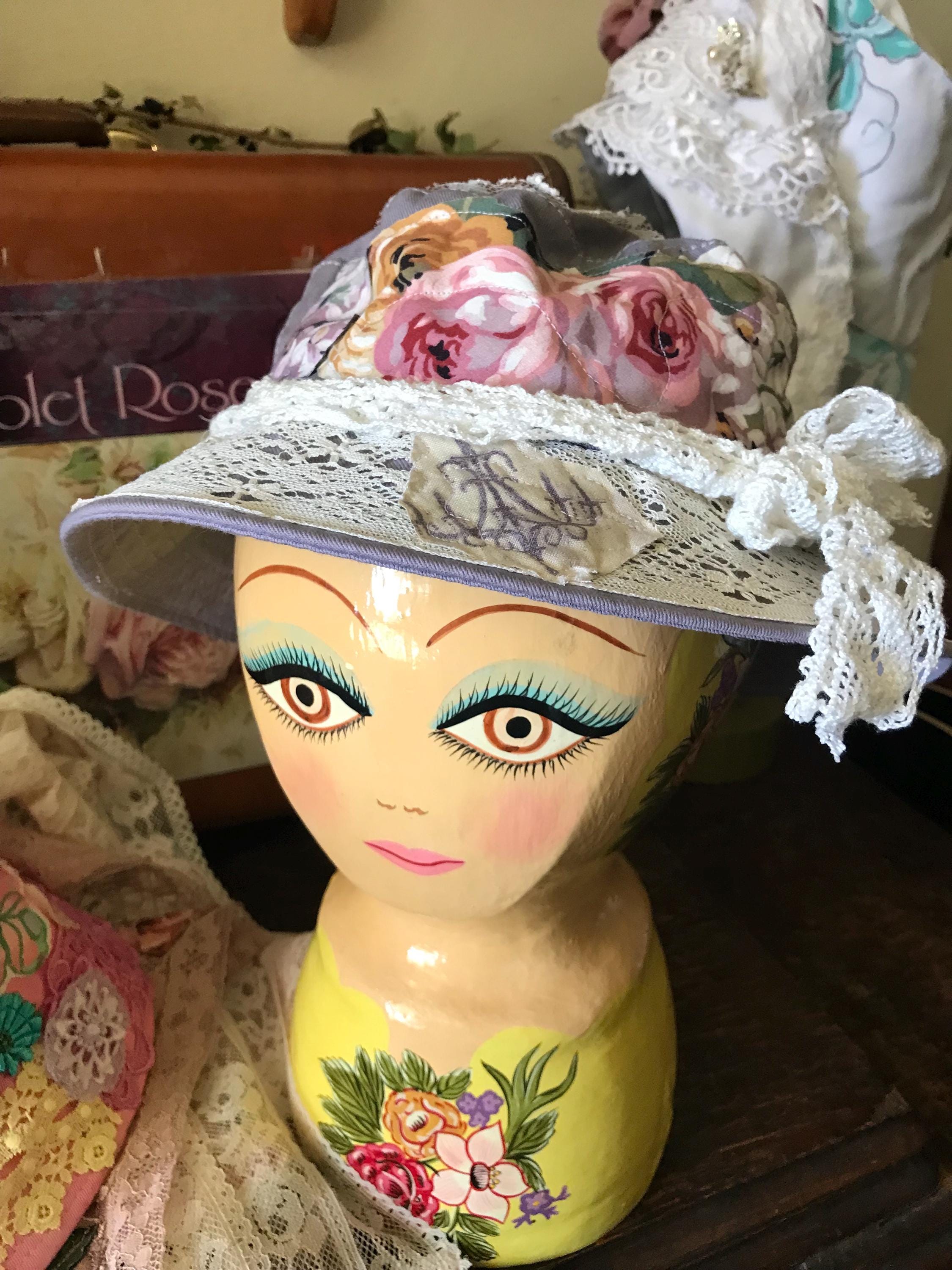 Handcrafted Antique Lace Magnolia & Pearls Dreamy Cottage Core Top Hat MAGNOLIA PEARL - OFFICIAL SITE – Magnolia Pearl Clothing main image 2