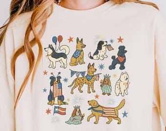 Patriotic Dogs 4th of July Comfort Colors Shirt, USA Dog Tee