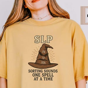 Speech Therapy Shirt for SLPs, Comfort Colors Speech Pathologist Tee, Floral Therapist Gift, SLP Wizard Tee, Professional Yapper Tee