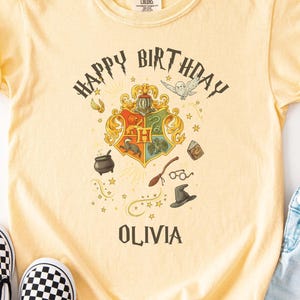 Custom Wizard Birthday Shirt, Personalized Magic Crest Tee, Happy Birthday Wizard Shirt with Name, Fantasy Birthday Party Shirt for Kids
