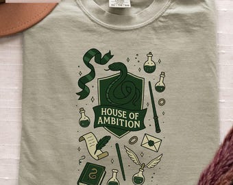 Comfort Colors Ambition House Crest Tee, Wizard Fan Gift