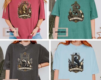Ensemble de t-shirts Comfort Colors Wizard House, T-shirt Magic House Universal Trip, Cadeau pour les amoureux des livres