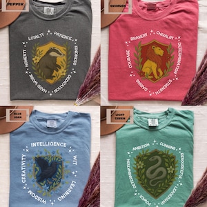 Comfort Colors Wizard House Shirt Set, Magic School Inspirational Adult and Youth Tees, Wizard School Shirts, Universal Vacation T-Shirt