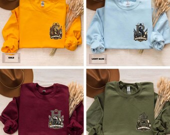 Sweat-shirt Magic House, pull col rond École de Sorciers, cadeau pour amoureux des livres, pull à blason magique