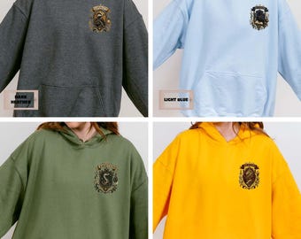 Sweat à capuche avec emblème de maison fantastique, Sweat à capuche d'école de sorciers, Sweat à capuche Dark Academia, Sweat à capuche avec emblème magique, Sweat à capuche pour amoureux des livres