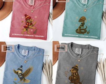 Comfort Colors Christmas Wizard House Animal Shirt, Holiday Tee