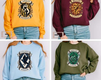 Sweat-shirt Magic House, Sweat-shirt École de Sorciers, Cadeau pour les amoureux des livres, Sweat-shirt Dark Academia, Pull à emblème fantastique