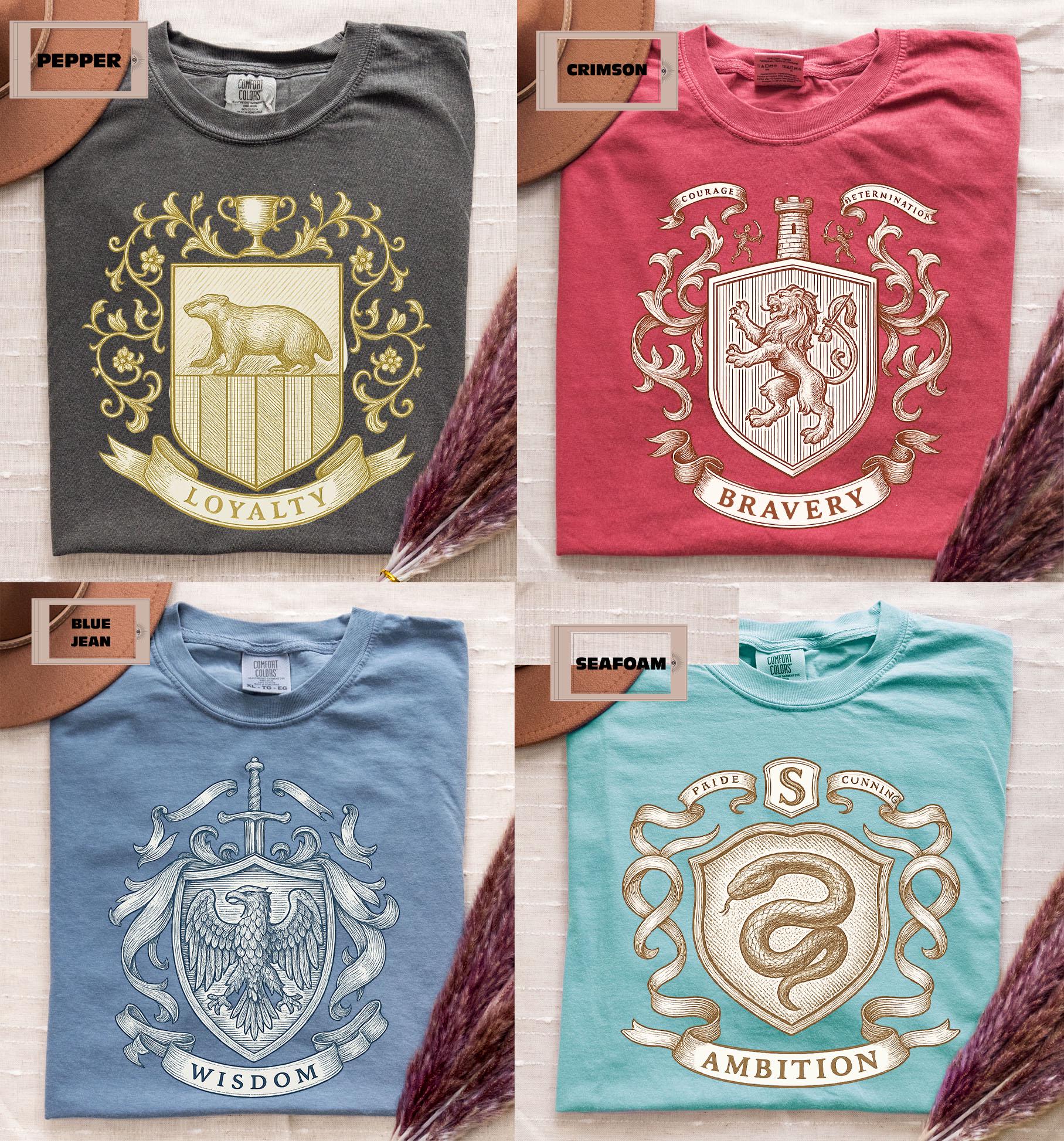 Comfort Colors Wizard House Shirt Set, Magic School House Crest Tee, Wizard School Youth Shirts, Universal Vacation Family Matching T-Shirt
