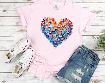 Butterfly Heart Valentines T-Shirt, Comfort Colors Tee