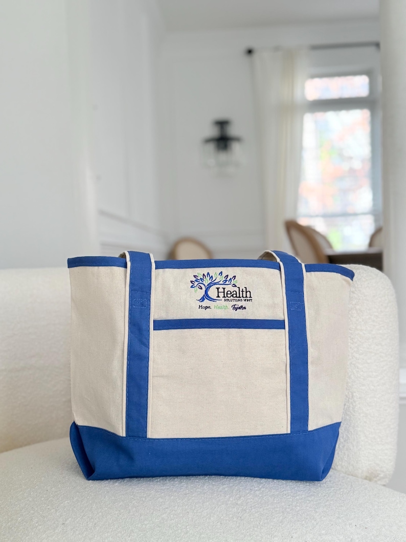 Custom Logo Embroidered Canvas Tote Bag, Personalized Business Gift - Etsy