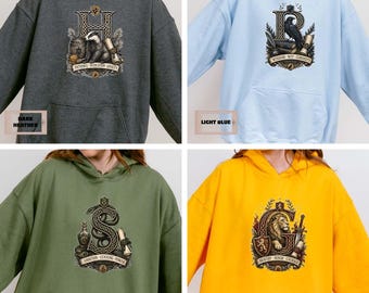 HP-Inspired Magic School Hoodie, Wizard School Hoodie, Dark Academia Hoodie, Magical Crest Hoodie, Book Lover Hoodie,