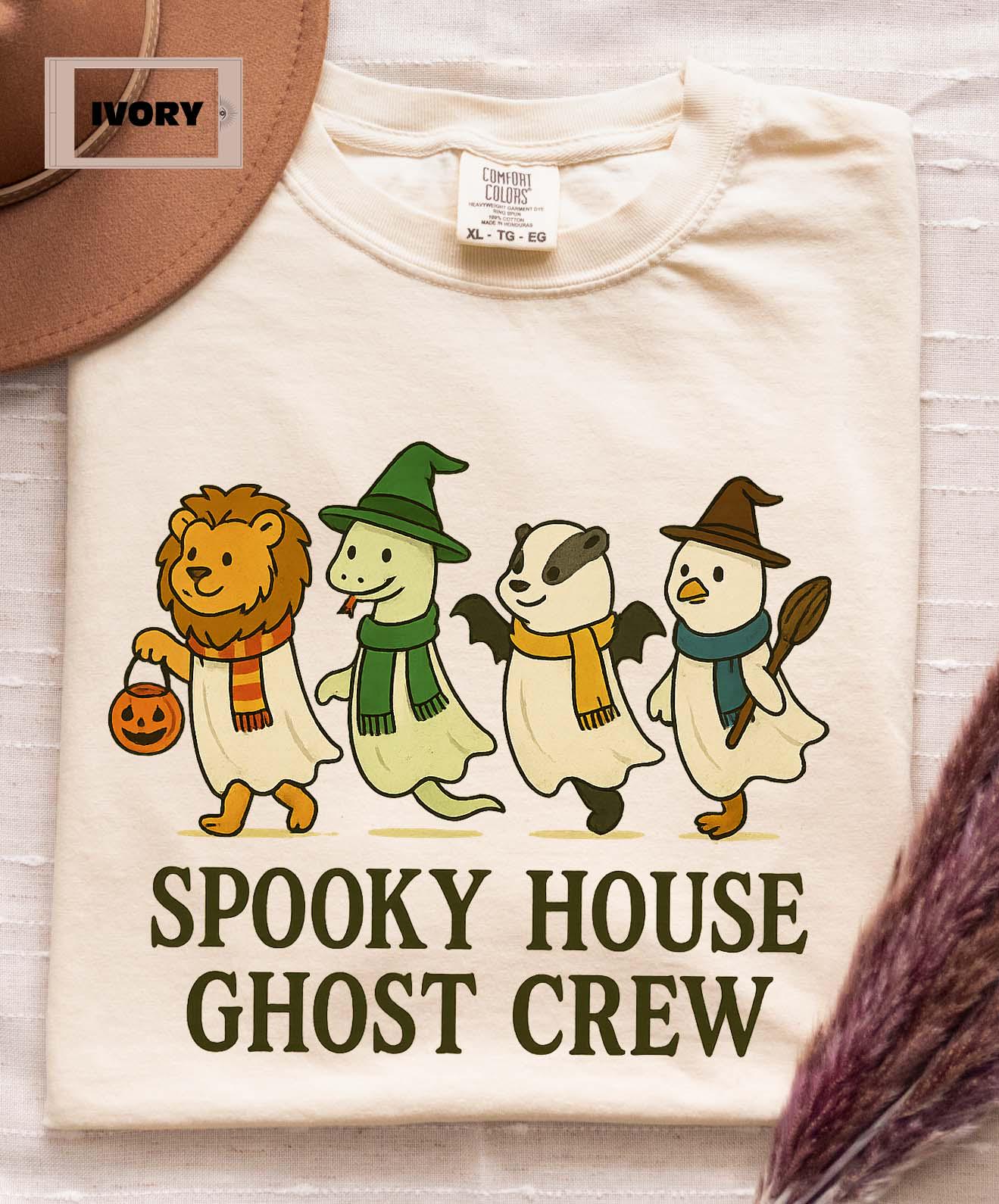 Spooky House Ghost Crew Shirt, Comfort Colors Halloween Tee, Wizard Fan Gift