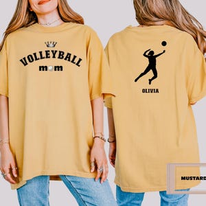Comfort Colors Custom Volleyball Mom Shirt, Personalized Mom Volleyball T-shirt, Game Day Volleyball Tee, Player Name Volleyball Mom Gift