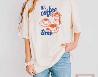Coffee Lovers Comfort Colors T-shirt, Coffee Graphic T-Shirt, Café Aesthetic Gift, Coffee Lover Tee, Gift for Her, Retro Coffee Lovers Shirt