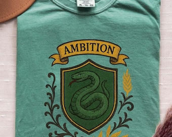 Comfort Colors Ambition House Crest Shirt, Snake Emblem Wizard Tee