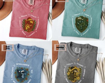 Christmas Wizard House Animal Shirts, Comfort Colors Holiday Magic Tee, Wizard School Holiday Shirt, Fantasy Book Lover Gift, Christmas Gift
