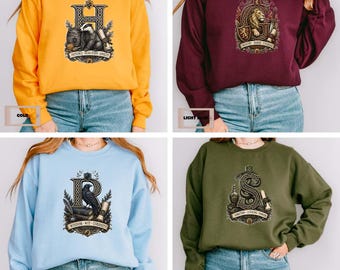 Sweat-shirt inspiré de Harry Potter, pull à col rond de l'école des sorciers, cadeau pour les amoureux des livres, pull à blason magique