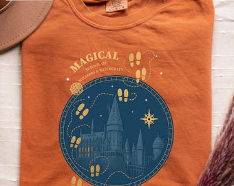 Comfort Colors Wizard School T-Shirt, Magical Footsteps Map Tee