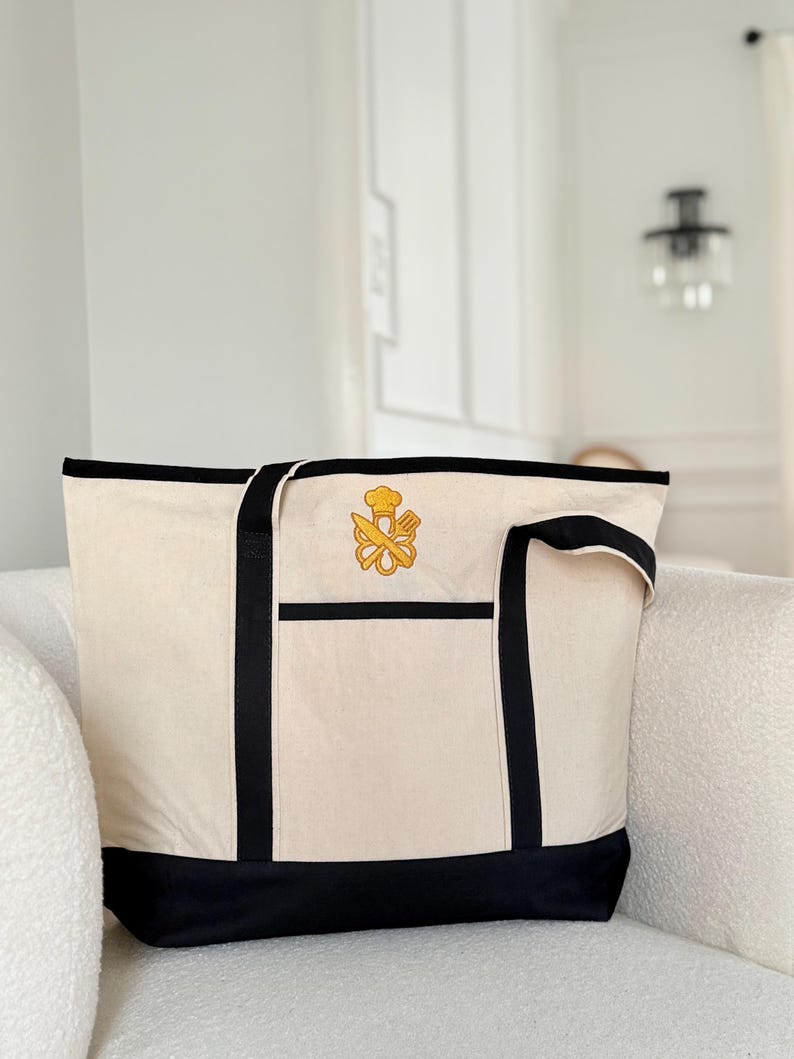Custom Logo Embroidered Canvas Tote Bag, Personalized Business Gift - Etsy