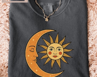 Comfort Colors Celestial Sun and Moon T-Shirt, Cosmic Tee
