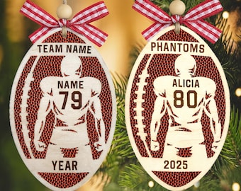 Personalized Football Ornament 2025 – Custom Engraved Wooden Keepsake