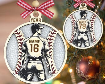 Personalized Baseball Ornament – Engraved Wooden Keepsake, Sports Fan Gift