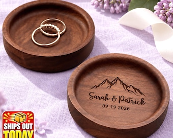 Schmuckschale, Ringschale mit Gravur, Ringhalter aus Holz mit Gravur, Geschenk für Mama Papa, Geburtstagsgeschenk, Hochzeitsgeschenk