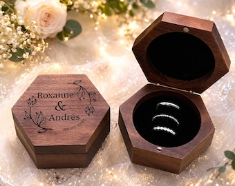 Coffret pour bagues de fiançailles, Coffret pour bagues en bois, Coffret pour bagues personnalisé, Coffret pour alliances, Coffret porte-alliances personnalisé gravé