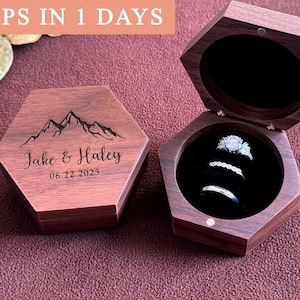 Unique Triple Ring Box - Wedding Ring Bearer Box - Custom Wood Wedding Gift, ringbox hochzeit, Wedding Band Holder, ringkissen, Wedding Ring