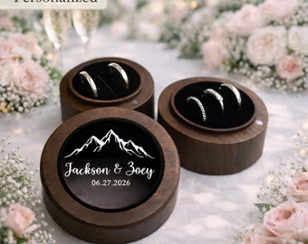 ガラス蓋付きパーソナライズ婚約指輪ボックス、カスタムリングボックス、結婚指輪ホルダー、リングベアラーボックス