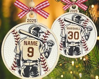 Ornamento sportivo personalizzato a tema baseball 2026 – Ciondolo sportivo in legno a due strati