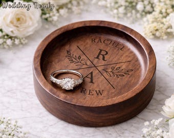 Jewelry Dish, Personalized Ring Dish, Engraved Wooden Ring Holder, Gift for Her, Valentine Gift, Wedding Ring Dish