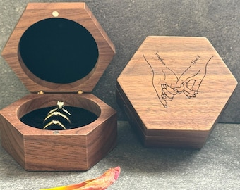 Personalized Triple Ring Box – Custom Engraved Wedding Ring Holder, Wooden Ring Bearer Box, Bridal Gift, Anniversary Keepsake, Wedding Case