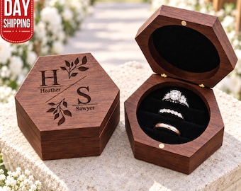 パーソナライズされた木製リングボックス：刻印入りの結婚記念品