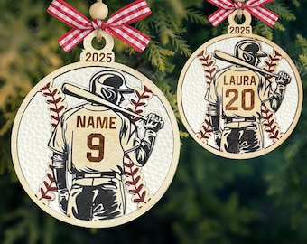 Personalized Baseball Ornament – Engraved Wooden Keepsake, Sports Gift
