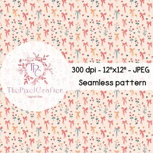 Padrão sem emendas de laços florais: design primavera-verão (download digital em PNG e JPG)