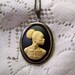 African Lady Antique Silver Cameo Necklace, New Afrikan Woman Pendant, Afro-American, Africa, Ivory on Black, Malcom X, African America