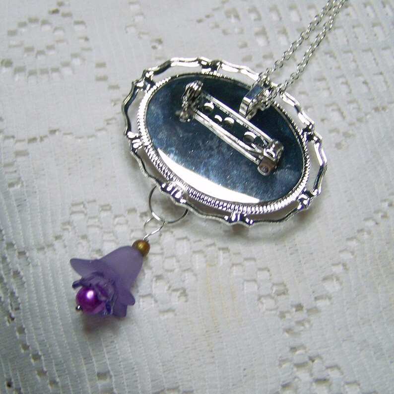 Hummingbird Cameo Hummingbird Jewelry Ivory Purple Hummingbird Necklace Cream Audubon Brooch Combo Ornithology Pin Amethyst Orchid