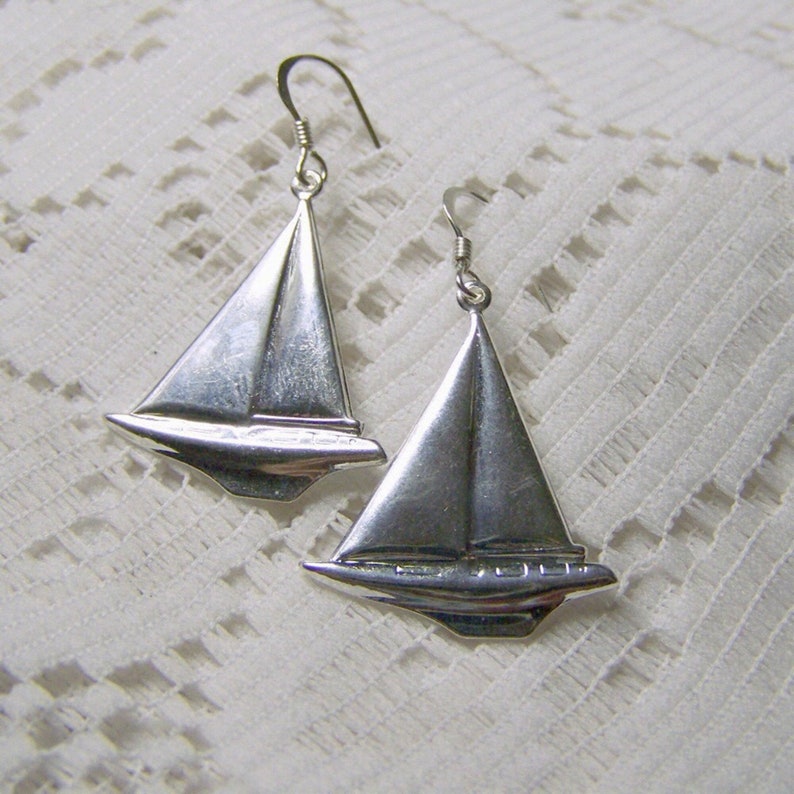 silver sailboat earrings