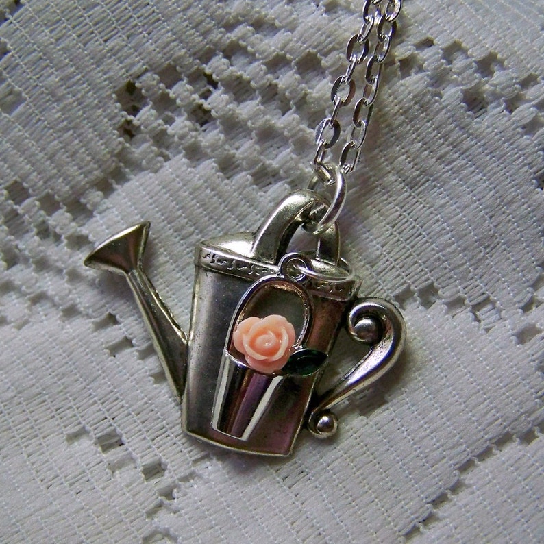 Gardener Jewery Gift Set Watering Can Necklace Flower Pot Etsy