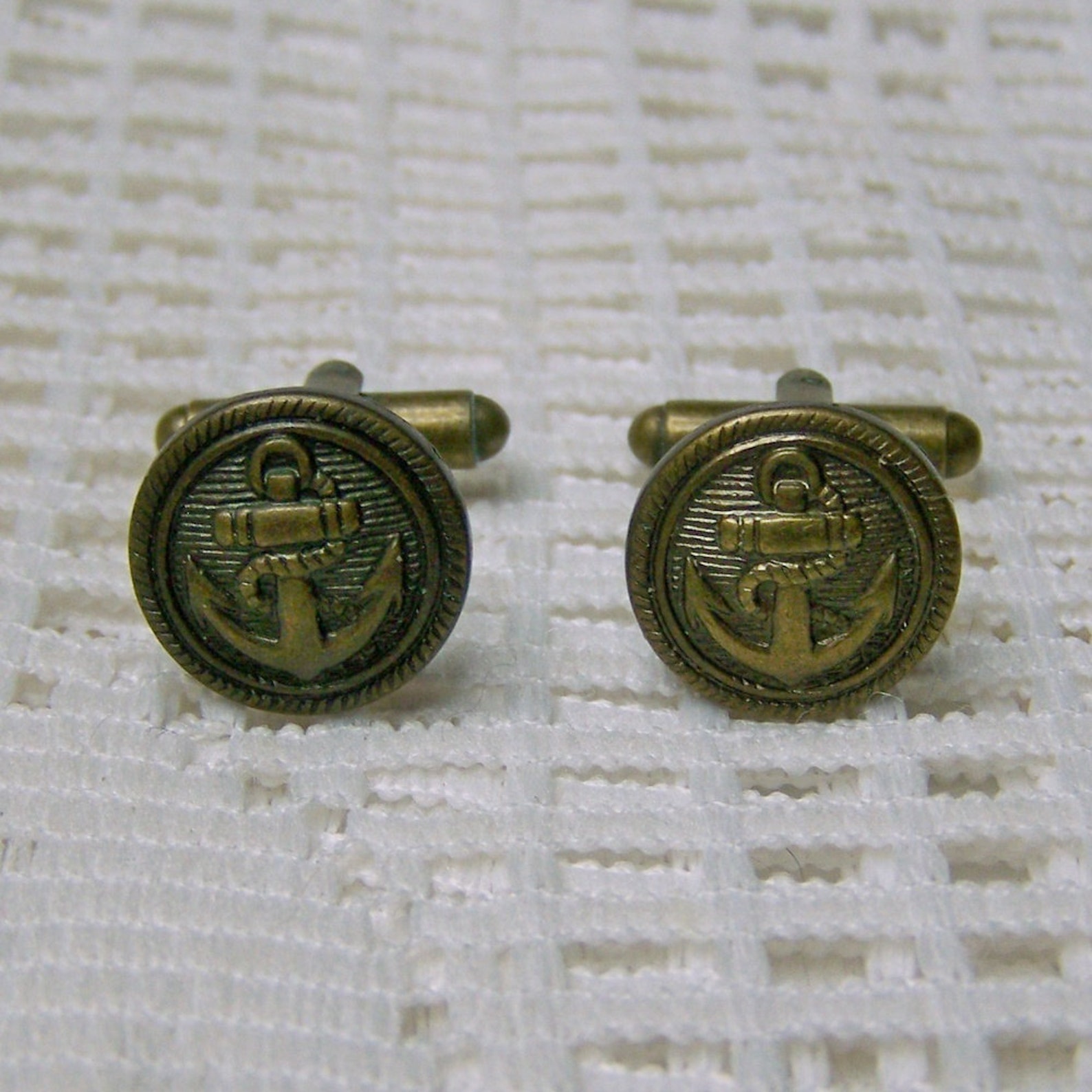 Anchor Cuff Links Antiqued Bronze Blazer Button Cuff Links Etsy