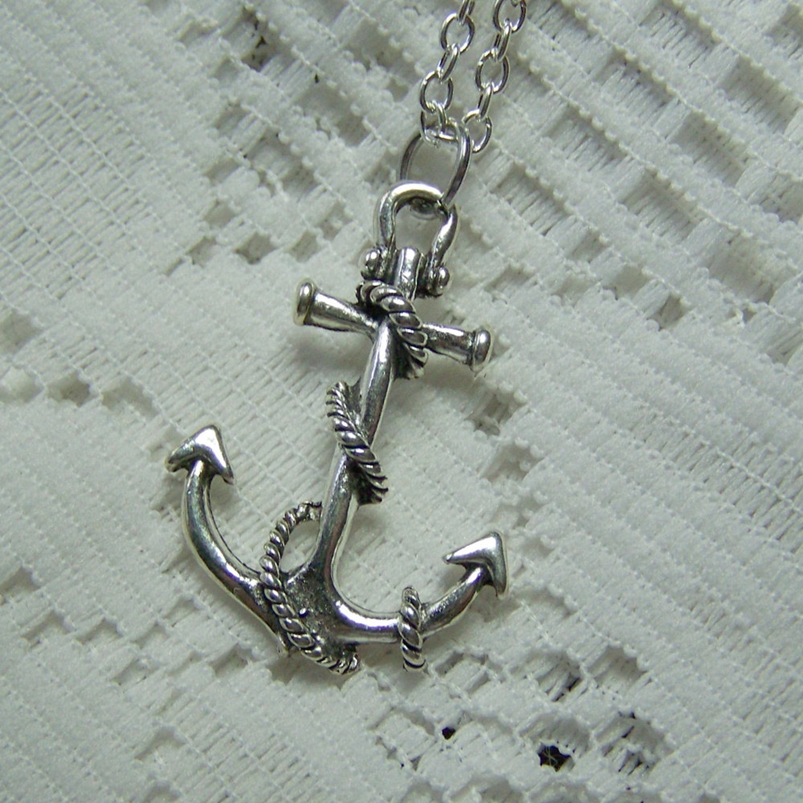 Large ANCHOR Necklace Silver Large Dimensional Pendant Etsy