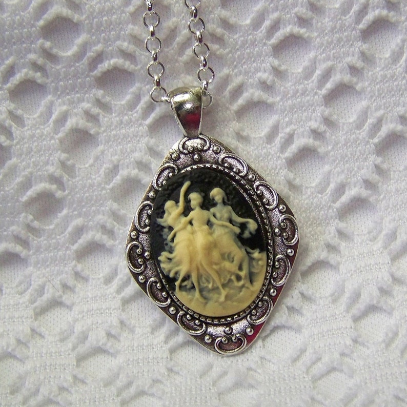 Three Muses Necklace Goddess Cameo Three Dancing Graces Etsy