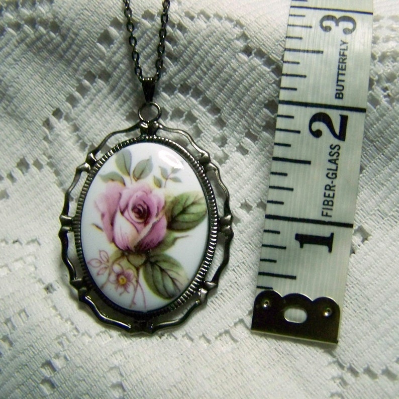 Lavender Rose Necklace Neo Victorian Jewelry Mauve Rose Radiant Orchid Rose shades of Purple Rose Cameo Pendant Amethyst Orchid