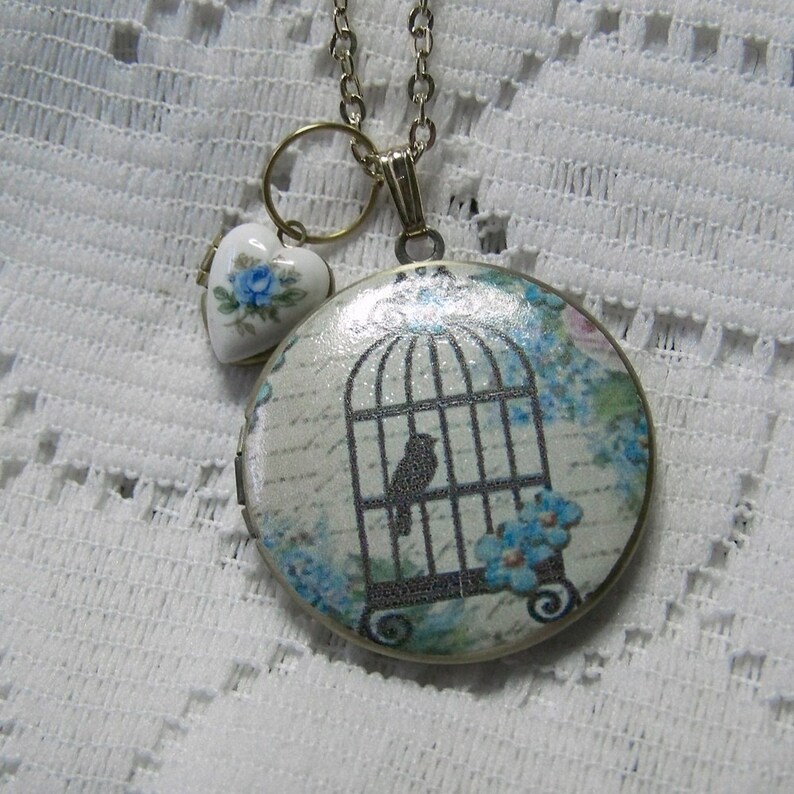 Bird Cage Locket Birdcage Locket Heart Locket Brushed Gold Etsy