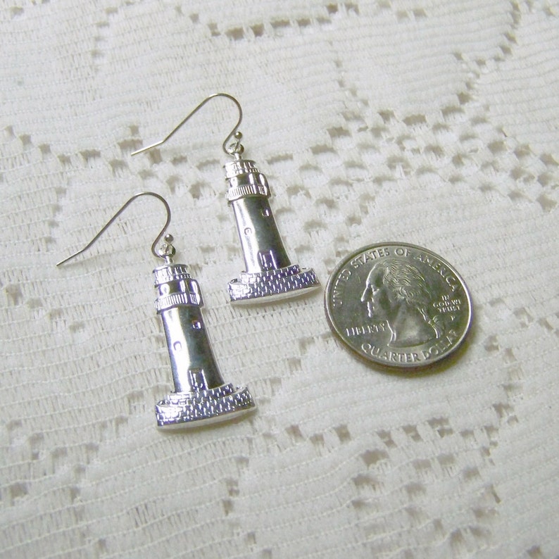 Silver Lighthouse Earrings Nautical earrings Lighthouse Earrings Guiding Light Sterling Silver Plated Earrings Lighthouse Jewelry